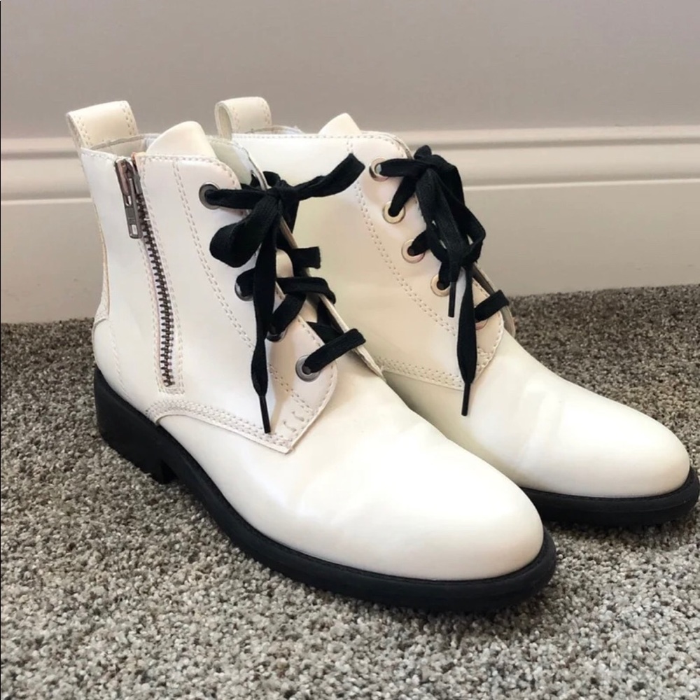 Worn Once! White Combat Boots Sz. 8.5